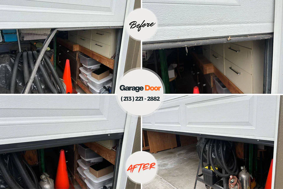 Before and after: garage door repair La Crosse, KS